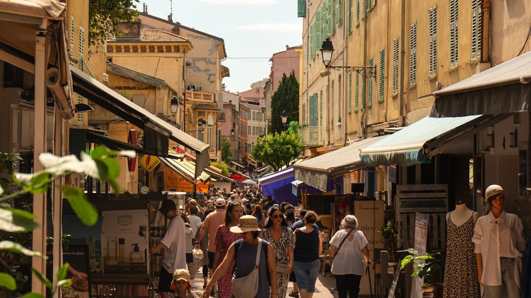 street market bustling scene